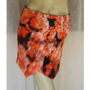 ORANGE BLACK GRAFFITI PRINT STRETCH COTTON ASYMME